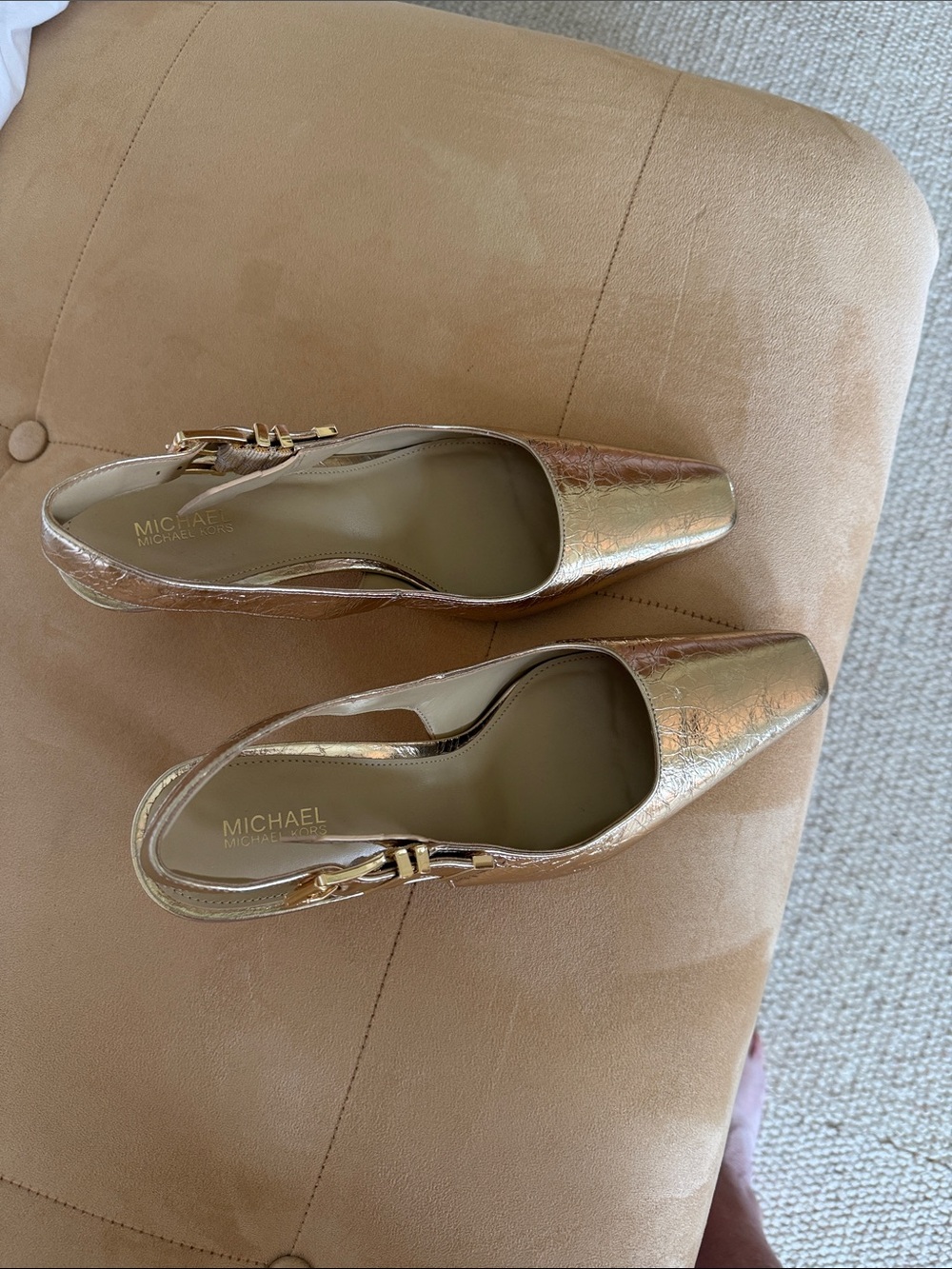 Michael Kors Gold Metallic Slingback Heels